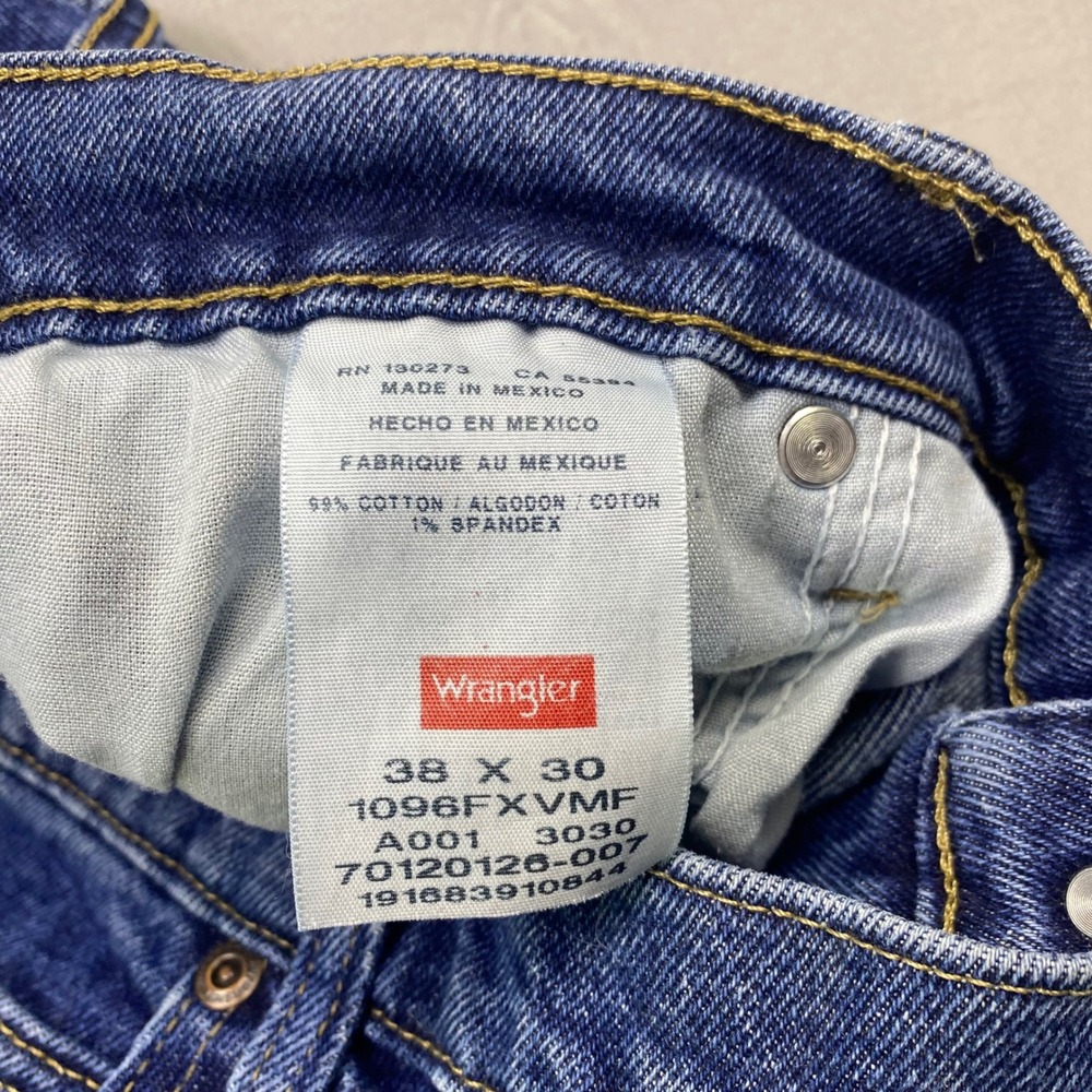 Wrangler Mens Straight Leg Jeans Blue Denim Workwear Rugged Work Tough 38x30 - Picture 5 of 16